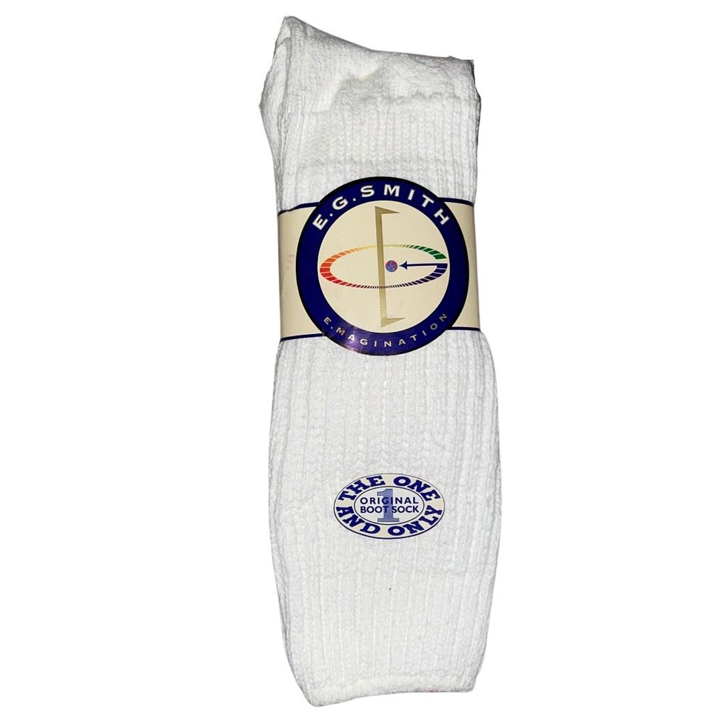 NEW WITH TAGS 90s Vintage Deadstock White E.G. Smith Original Boot Sock - Slouch